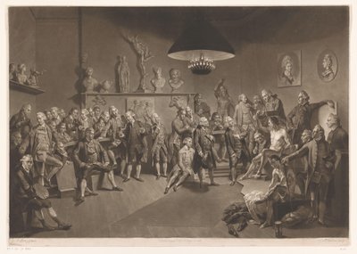 Medlemmer af Royal Academy i et interiør med en nøgen mandlig model, 1768 af Richard Earlom