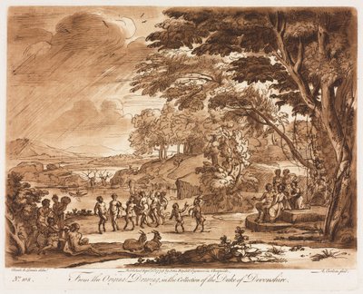 Liber Veritatis: Nr. 108, Landskab med satyrer og nymfer, der danser af Richard Earlom