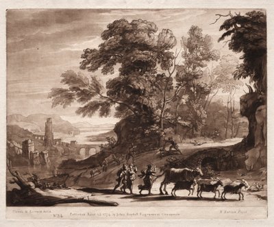 Liber Veritatis: Nr. 34, Bønder med kvæg angrebet af banditter, 1774. af Richard Earlom