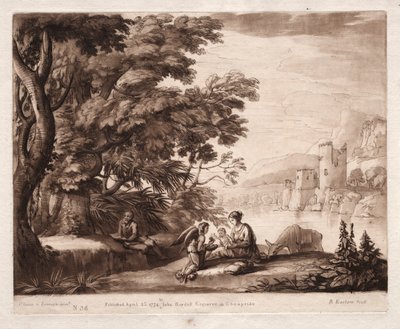 Liber Veritatis: Nr. 38, Den hellige families ro langs en flod af Richard Earlom