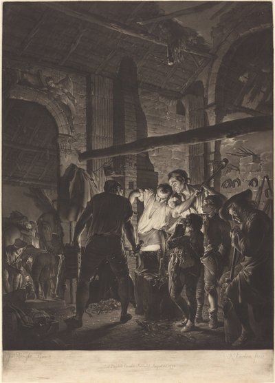 Smedeforretningen af Richard Earlom after Joseph Wright