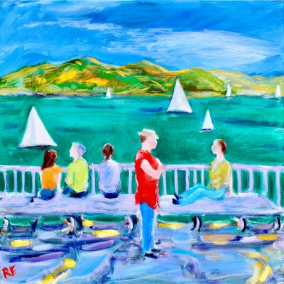 En bænk, Sausalito, 2017 af Richard Fox