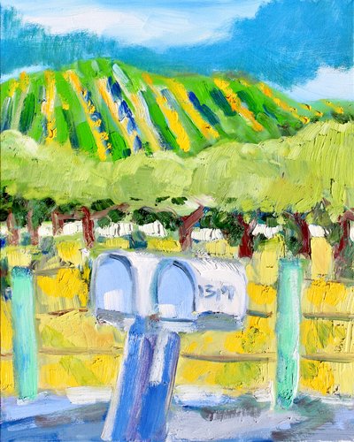 Postkasser og vingård, Napa, 2019 af Richard Fox