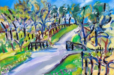 Walking up the Road, 2021 (olie på lærred) af Richard Fox