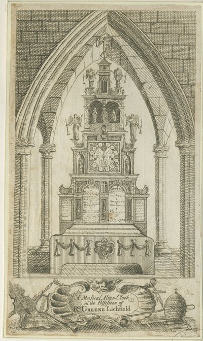 Lichfield - Musikalterur: ætsning og [?1700-tallet] (tryk) af Richard Greene