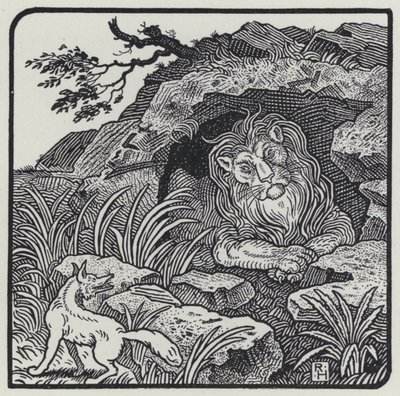 Løven, ræven og udyrene (gravering) af Richard Heighway