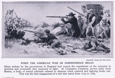 Da den amerikanske uafhængighedskrig begyndte 1775 e.Kr., ca. 1950 af Richard Henry Brock