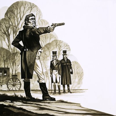 En georgiansk gentleman i duel med en pistol af Richard Hook