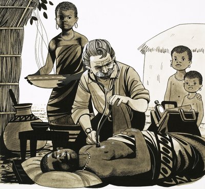 En mand med en mission: Den musikalske læge (Albert Schweitzer) (illustration) af Richard Hook