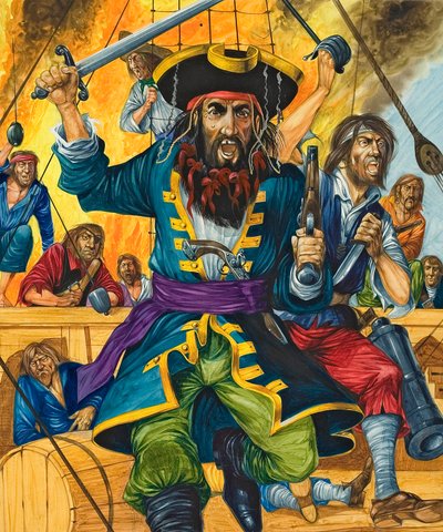 Blackbeard (ca. 1680-1718) (gouache på papir) af Richard Hook