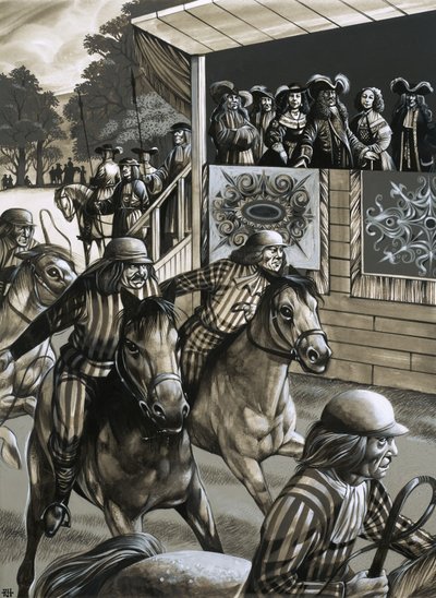 Charles II og hans veninder nyder en dag på Newmarket Races af Richard Hook