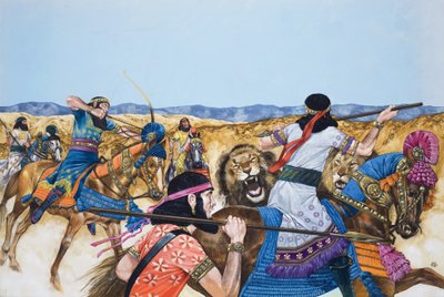 Warriors (gouache på papir) af Richard Hook