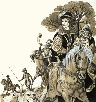 Den unge Elizabeth I på jagt af Richard Hook