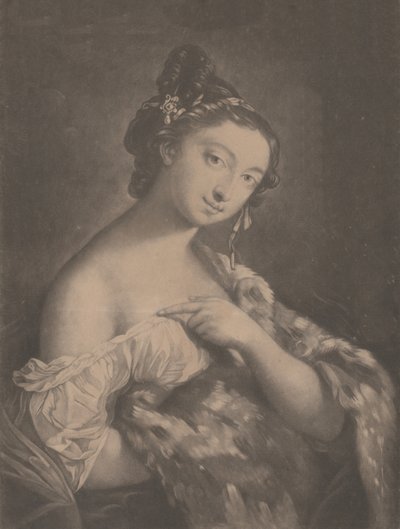 Vinter: en kvinde med en plettet pelskappe, 1775. af Richard Houston