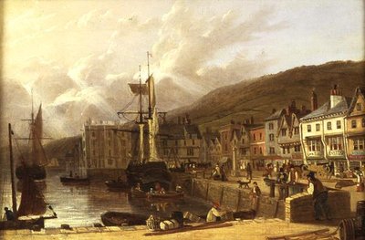 Udsigt over Dartmouth, Devon (olie på lærred) af Richard Hume Lancaster