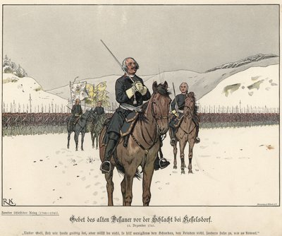 Prins Leopolds bøn af Anhalt-Dessau før slaget ved Kesselsdorf af Richard Knoetel