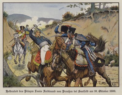Prins Louis Ferdinand af Preussens heroiske død i slaget ved Saalfeld af Richard Knotel