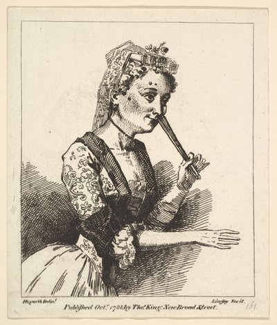 Overrasket kvinde fra Hogarths Morning, oktober 1788. af Richard Livesay