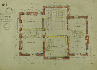William Borden Residence, Chicago, Illinois, plan over anden etage af Richard Morris Hunt
