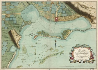Et korrekt udkast til havnene i Port Royal og Kingston, med nøgler og stimer tilstødende &c. fra en sen nøjagtig undersøgelse af Mr. Richd Jones, ingeniør. af Richard; Mynde Jones