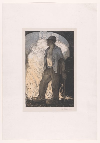 Arbejder ved en brand af Richard Nicolaüs Roland Holst (signed by artist)