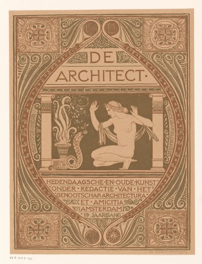 Omslagsdesign for: De Architect, 1911 af Richard Nicolaüs Roland Holst (signed by artist)