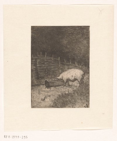 Gris, der spiser fra et trug af Richard Nicolaüs Roland Holst