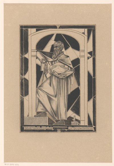 The Master Builder (original titel på objekt) Skitsedesign til maleri De Bouwmeester (titel på objekt) af Richard Nicolaüs Roland Holst