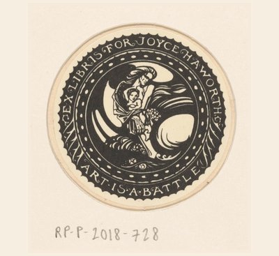 Ex libris af Joyce Haworth Kunst er en kamp (titel på objekt) af Richard Nicolaüs Roland Holst