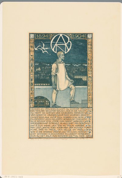 Tryk i anledning af tiårsdagen for den generelle hollandske diamantarbejderforening i 1904 af Richard Nicolaüs Roland Holst