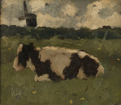 Hvilende ko med en mølle af Richard Nicolaüs Roland Holst