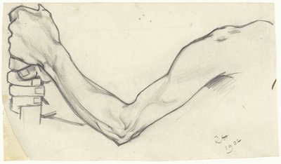 Studie af en venstre arm, der holder en pind af Richard Nicolaüs Roland Holst