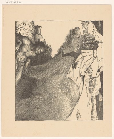 Zar Nicholas II af Rusland på den russiske bjørn Den russiske bjørn brøler fred (original titel) af Richard Nicolaüs Roland Holst