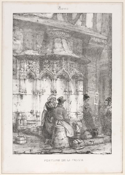 Arkitektoniske rester og fragmenter: Rouen - La Crosse-fontænen af Richard Parkes Bonington