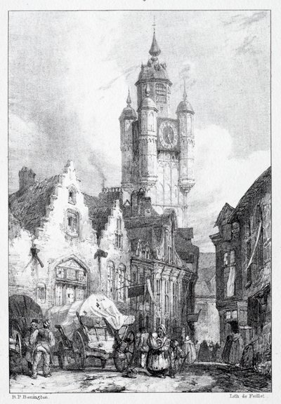 Bergues: Markedstårnet, 1824. af Richard Parkes Bonington