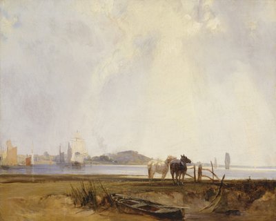 Landskab nær Quilleboeuf, Frankrig, ca. 1824-25 (olie på lærred) af Richard Parkes Bonington