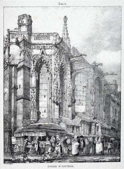 Rester og fragmenter af arkitektur fra middelalderen: Sankt Sauveur kirke, Caën af Richard Parkes Bonington