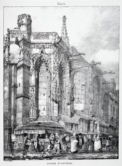 Rester og fragmenter af arkitektur fra middelalderen: Sankt Sauveur kirke, Caën af Richard Parkes Bonington