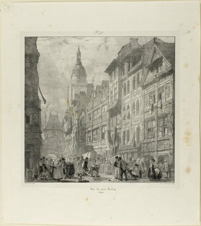 Gros Clock Street af Richard Parkes Bonington