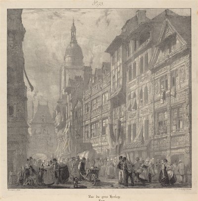 Rue du Gros-Horloge, Rouen af Richard Parkes Bonington