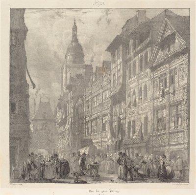 Rue du Gros-Horloge, Rouen af Richard Parkes Bonington