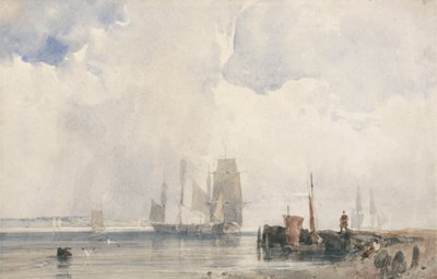 Forsendelse i en flodmunding, sandsynligvis nær Quilleboeuf af Richard Parkes Bonington
