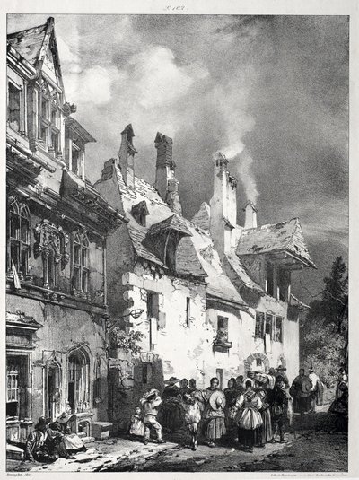 Gade i udkanten af Besançon, Frankrig af Richard Parkes Bonington