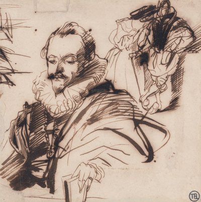 Studie af en herre i dragt fra det 17. århundrede af Richard Parkes Bonington