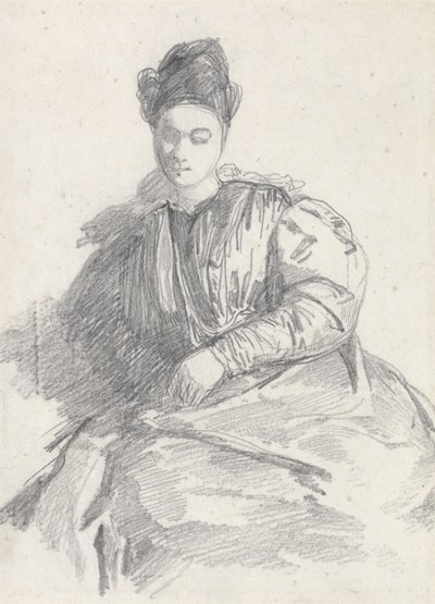 Studie af en siddende kvinde (grafit på papir) af Richard Parkes Bonington