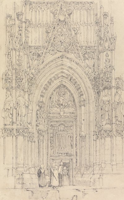 The Church of St. Wulfran, Abbeville: The North Door of the West Front af Richard Parkes Bonington