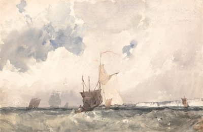 Fartøjer i et uroligt hav af Richard Parkes Bonington