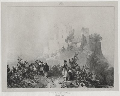 Maleriske og romantiske rejser i det gamle Frankrig, Franche-Comté: Ruinerne af slottet Arlay af Richard Parkes Bonington