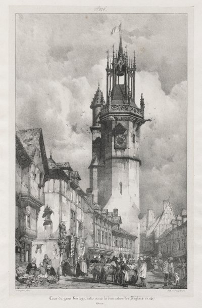 Maleriske og romantiske rejser i det gamle Frankrig, Normandiet: Tour du Gros-Horloge, Evreux af Richard Parkes Bonington