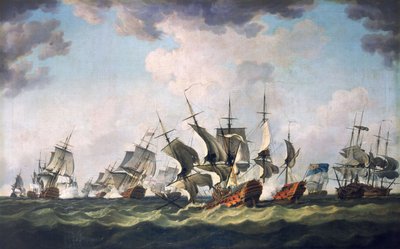 Slaget ved Quiberon-bugten, 20. november 1759 (oliemaleri) af Richard Paton